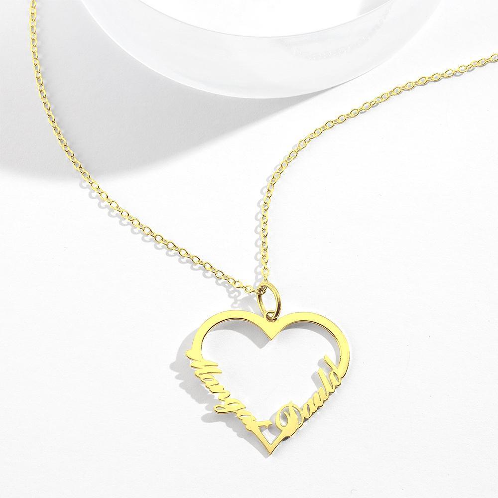 Double Heart Name Necklace