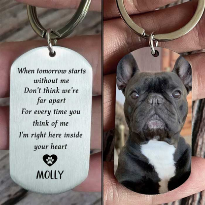 For Every Time You Think Of Me, I'm Right Here Inside Your Heart - Upload Image, Personalized Keychain