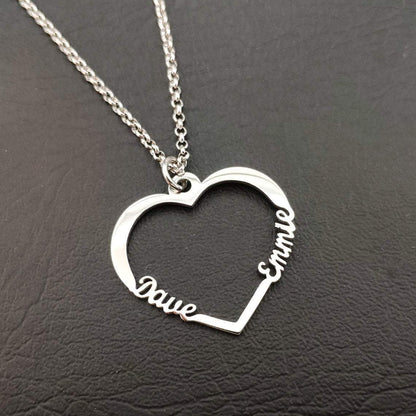 Personalized Double Name Heart Necklace