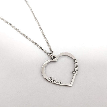 Personalized Double Name Heart Necklace