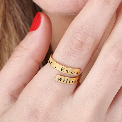 Personalized Adjustable Engraved Wrap Ring