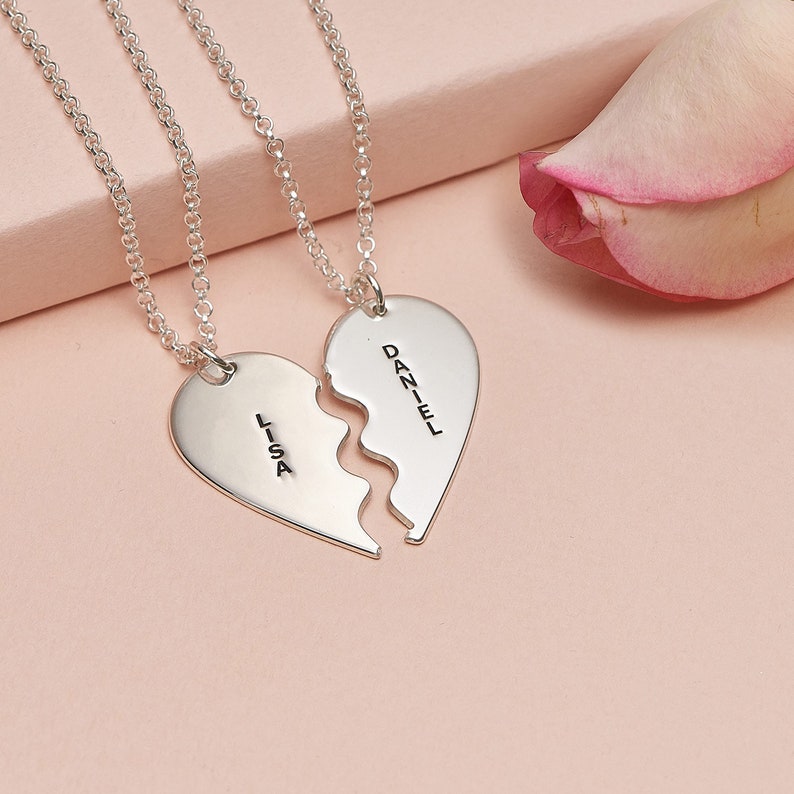 Personalized Two Piece Broken Heart Necklace