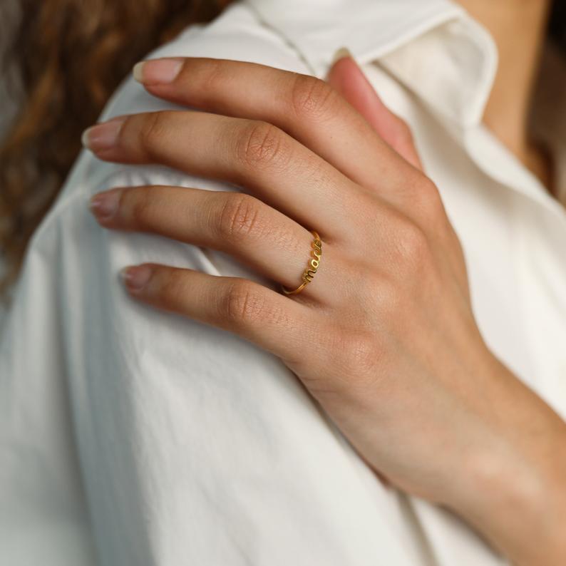 Custom Delicate Name Ring