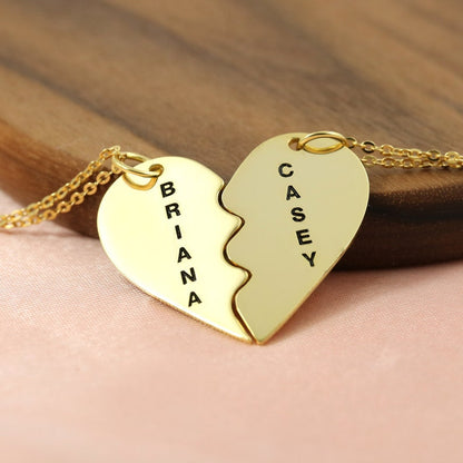 Personalized Two Piece Broken Heart Necklace