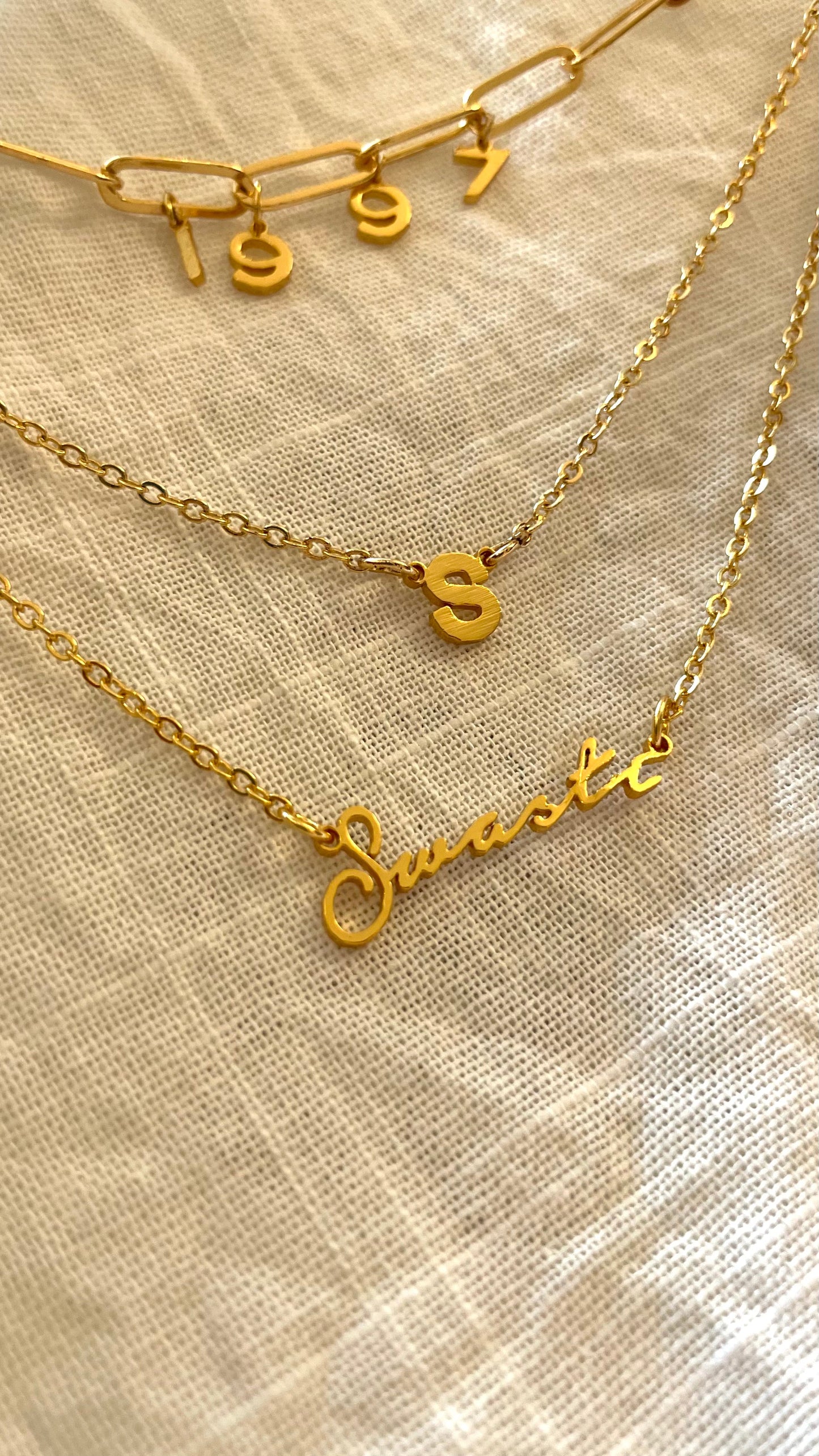 Personalised Name/Initial & Birth year Multilayered necklaces