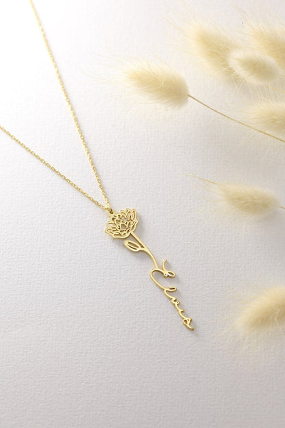 Personalised Birth-flower Name Necklace